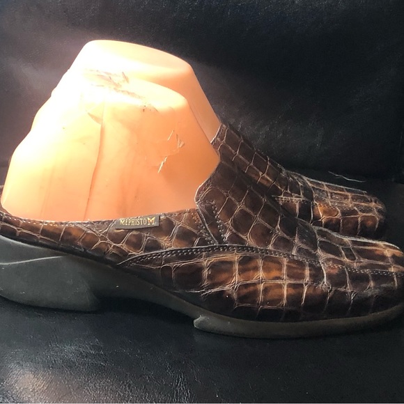 Mephisto Cool Air Mule France Brown Alligator Cork Patent Leather Shoes Sz 9 - Picture 5 of 13